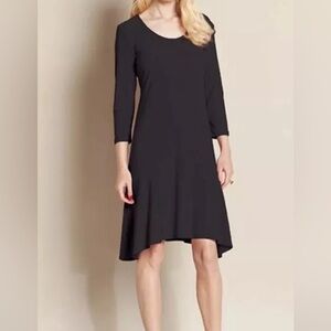 NWT Clara Sunwoo Black Cocktail Dress 3/4 Sleeve Keyhole Back Swing Tulip Hem 1X